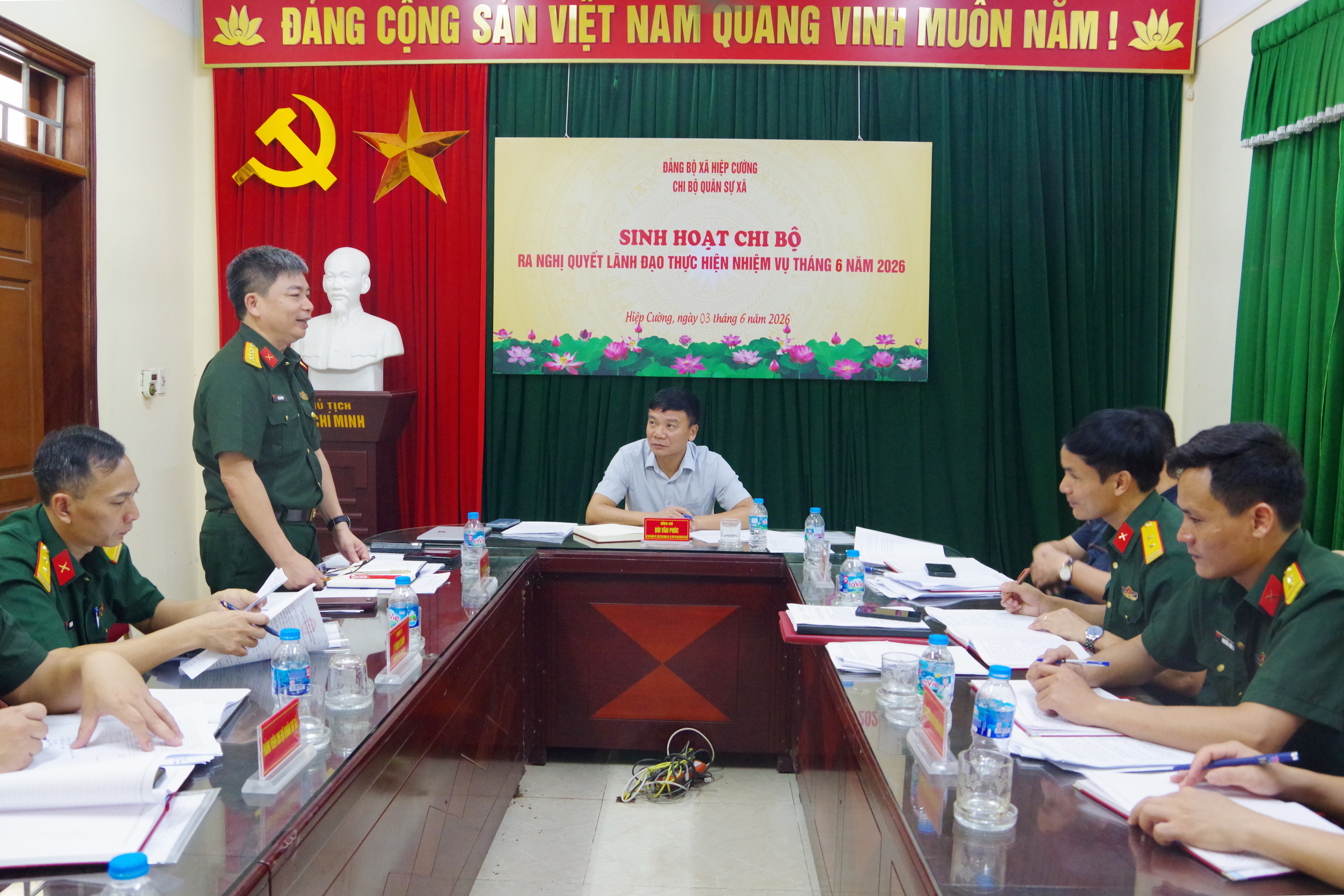 Chi bộ Quân sự xã Hiệp Cường Sinh hoạt ra nghị quyết lãnh đạo thực hiện nhiệm vụ tháng 6 năm 2026.