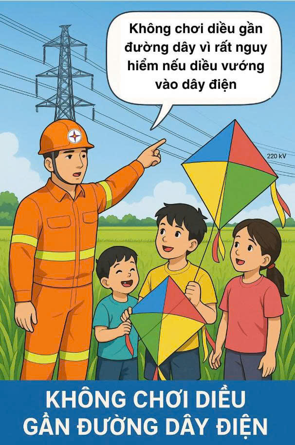 Tăng cường ngăn chặn hành vi thả diều, vật thể bay gây sự cố lưới điện