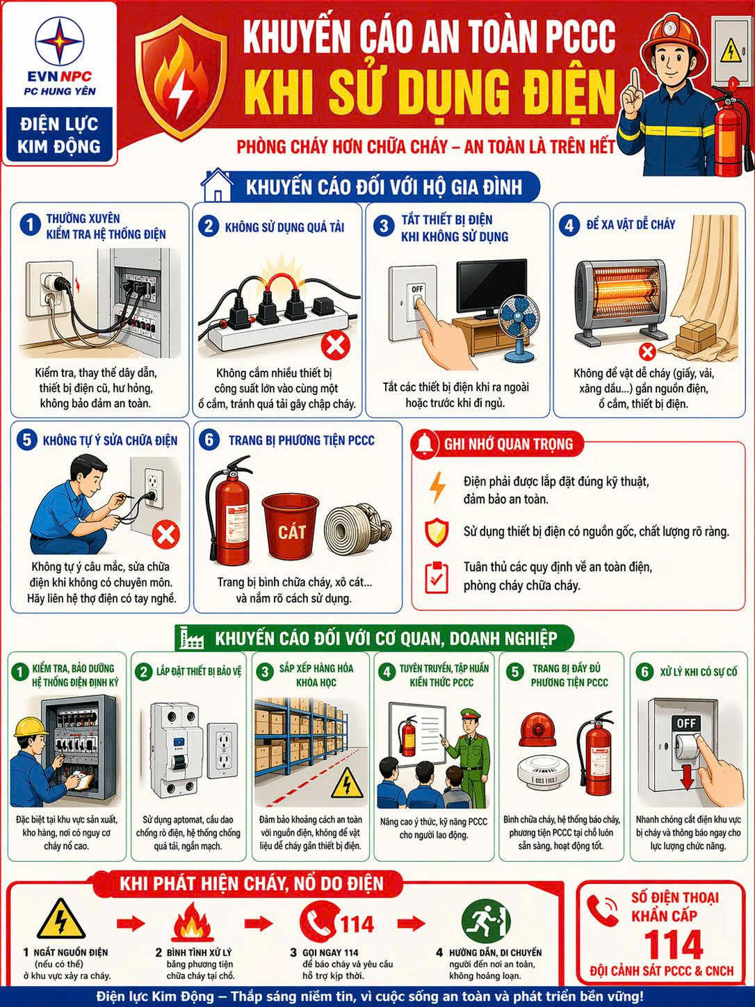Tăng cường sử dụng điện an toàn, phòng chống cháy nổ dịp nghỉ lễ 30/4 – 01/5 và mùa hè năm 2026
